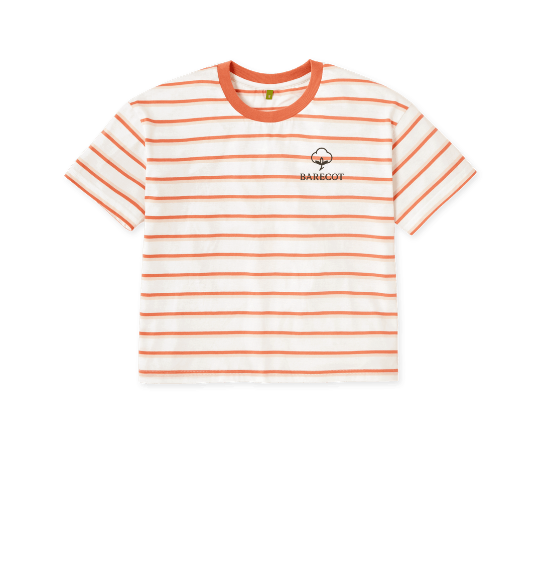 Coral Stripes Printed T-shirt Front