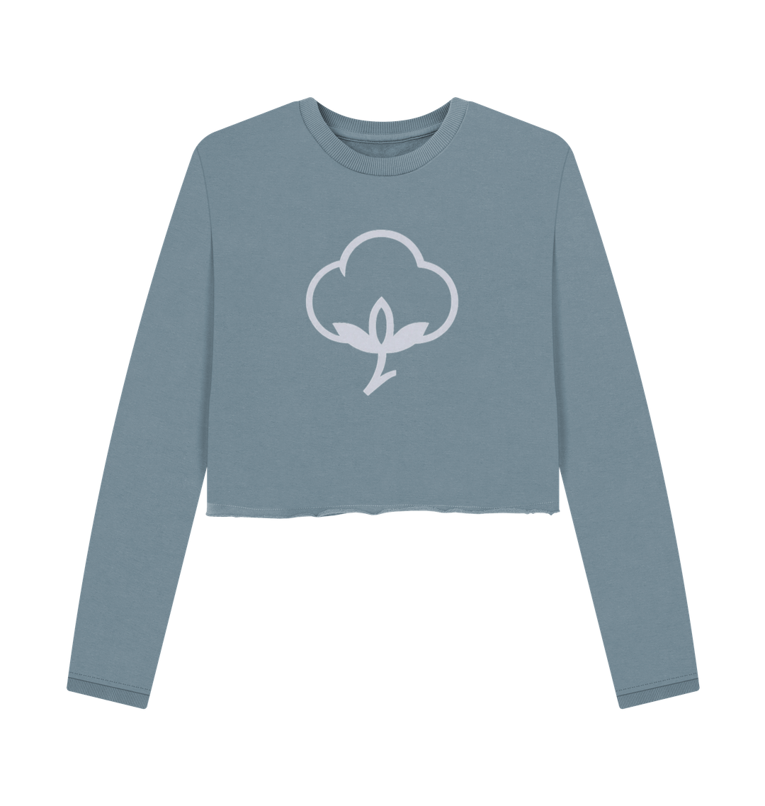 Stone Blue Printed Boxy Jumpers Front