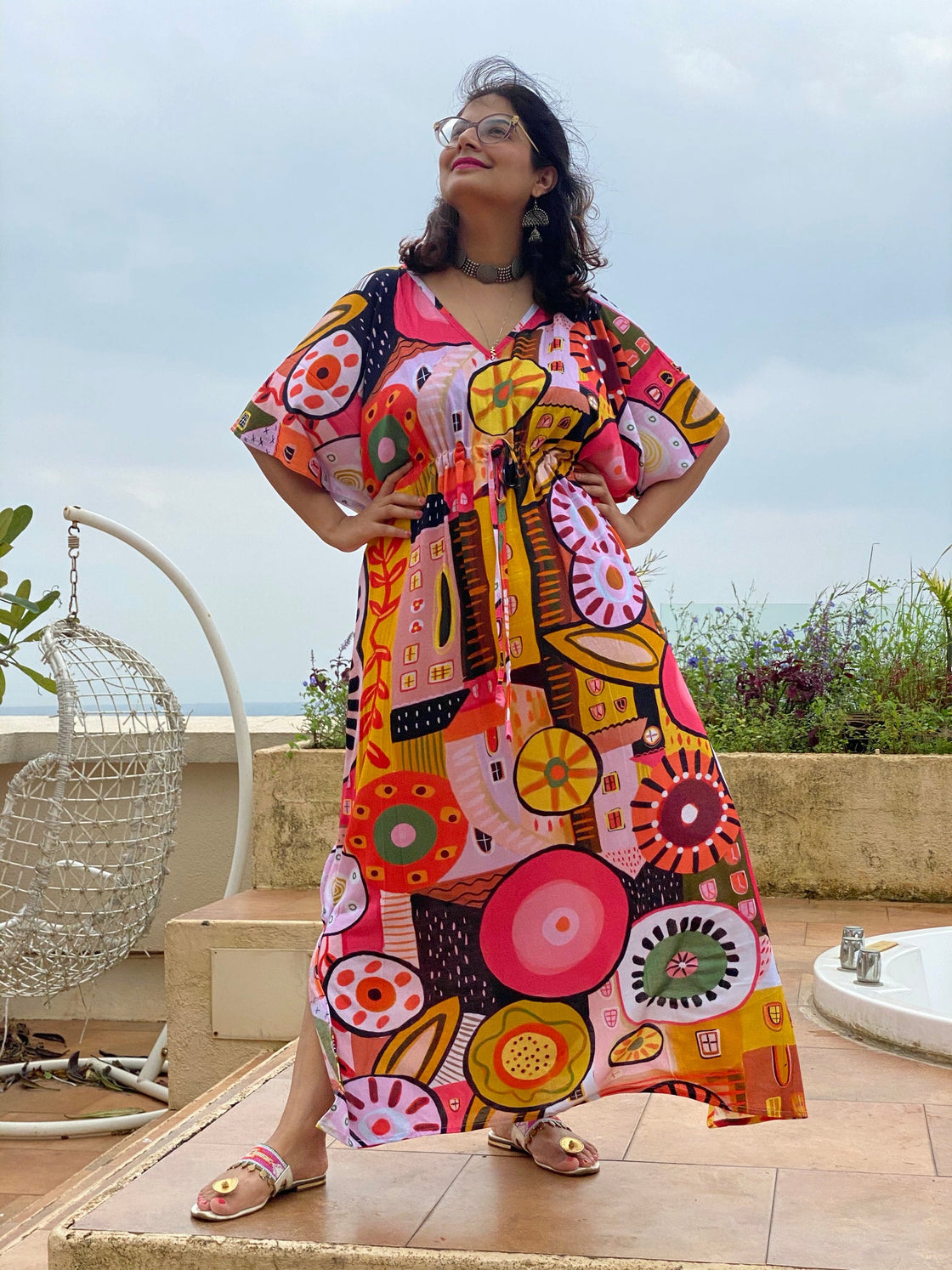 Rust Summer in the City "Timeless" Style Caftan | Soft Jersey Knit Organic Cotton | Perfect Loungewear House Dress-0