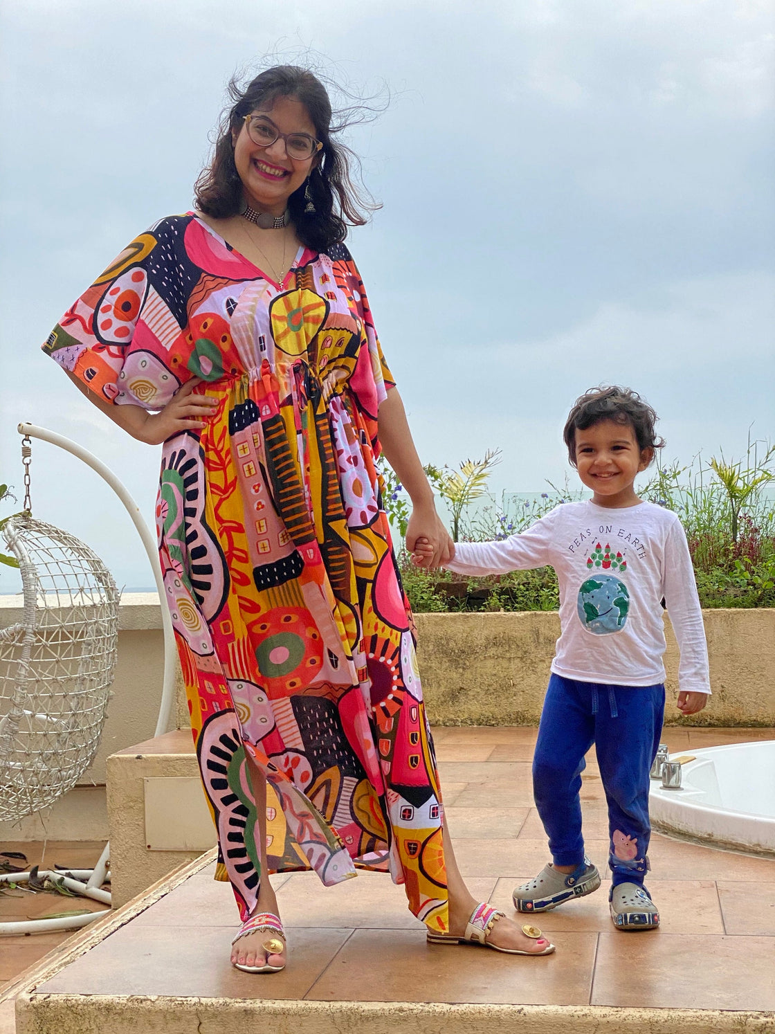 Rust Summer in the City "Timeless" Style Caftan | Soft Jersey Knit Organic Cotton | Perfect Loungewear House Dress-1