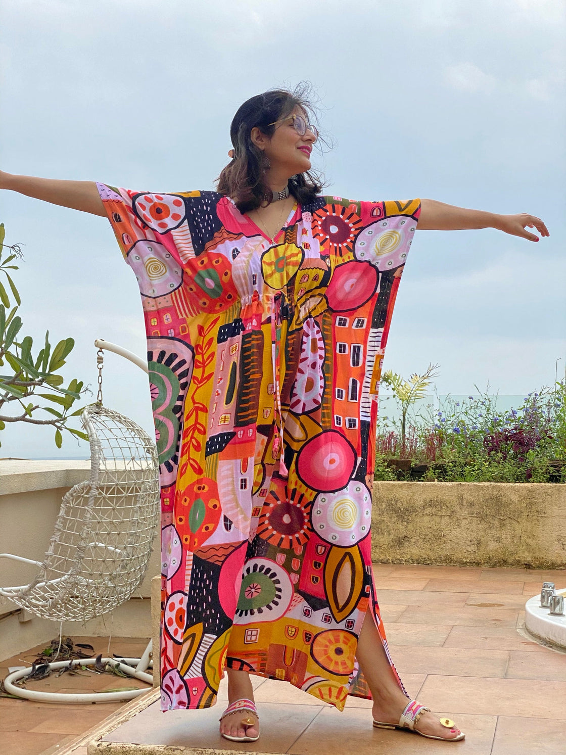 Rust Summer in the City "Timeless" Style Caftan | Soft Jersey Knit Organic Cotton | Perfect Loungewear House Dress-2