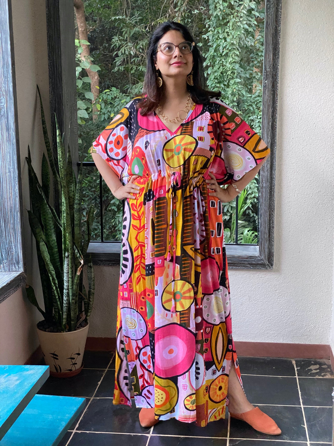 Rust Summer in the City "Timeless" Style Caftan | Soft Jersey Knit Organic Cotton | Perfect Loungewear House Dress-3