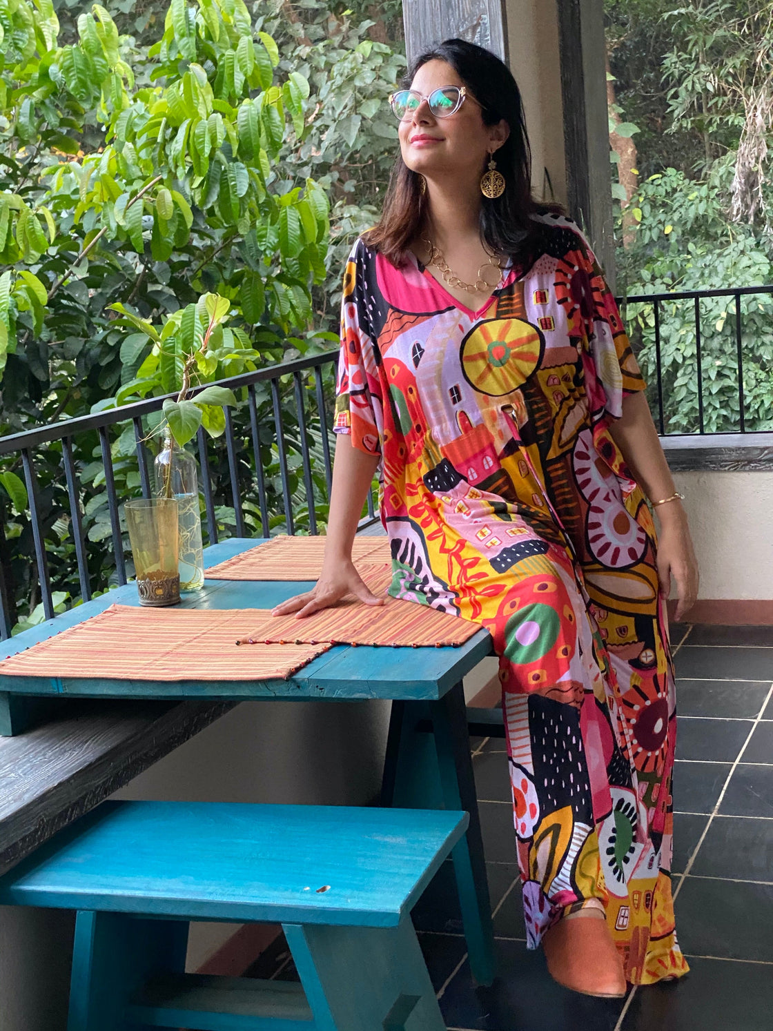 Rust Summer in the City "Timeless" Style Caftan | Soft Jersey Knit Organic Cotton | Perfect Loungewear House Dress-4