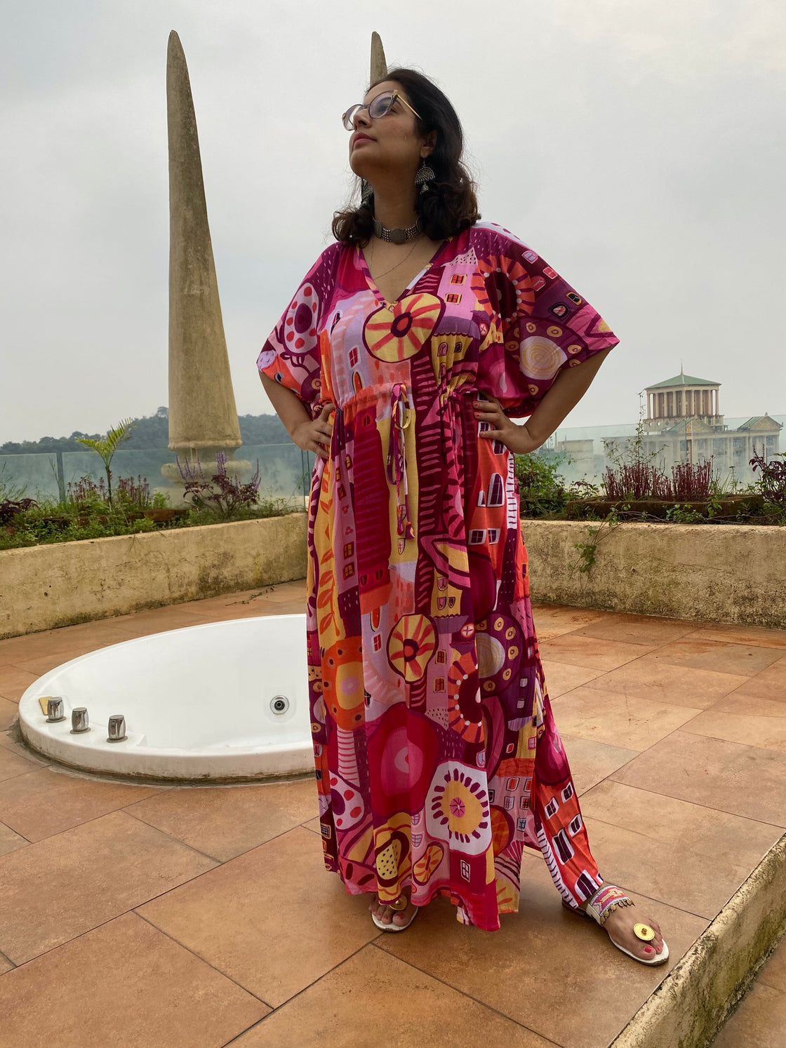 Plum Summer in the City "Timeless" Style Caftan | Soft Jersey Knit Organic Cotton | Perfect Loungewear House Dress-4