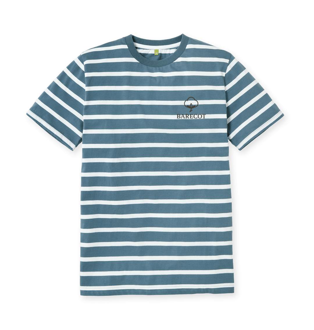 Blue Stripes Printed Premium T-Shirt Front