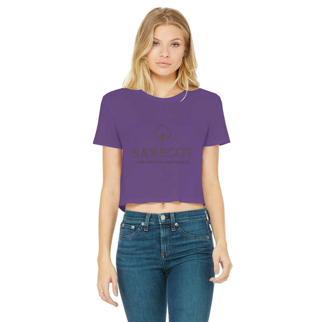 100% Natural materials Classic Women's Cropped Raw Edge T-Shirt