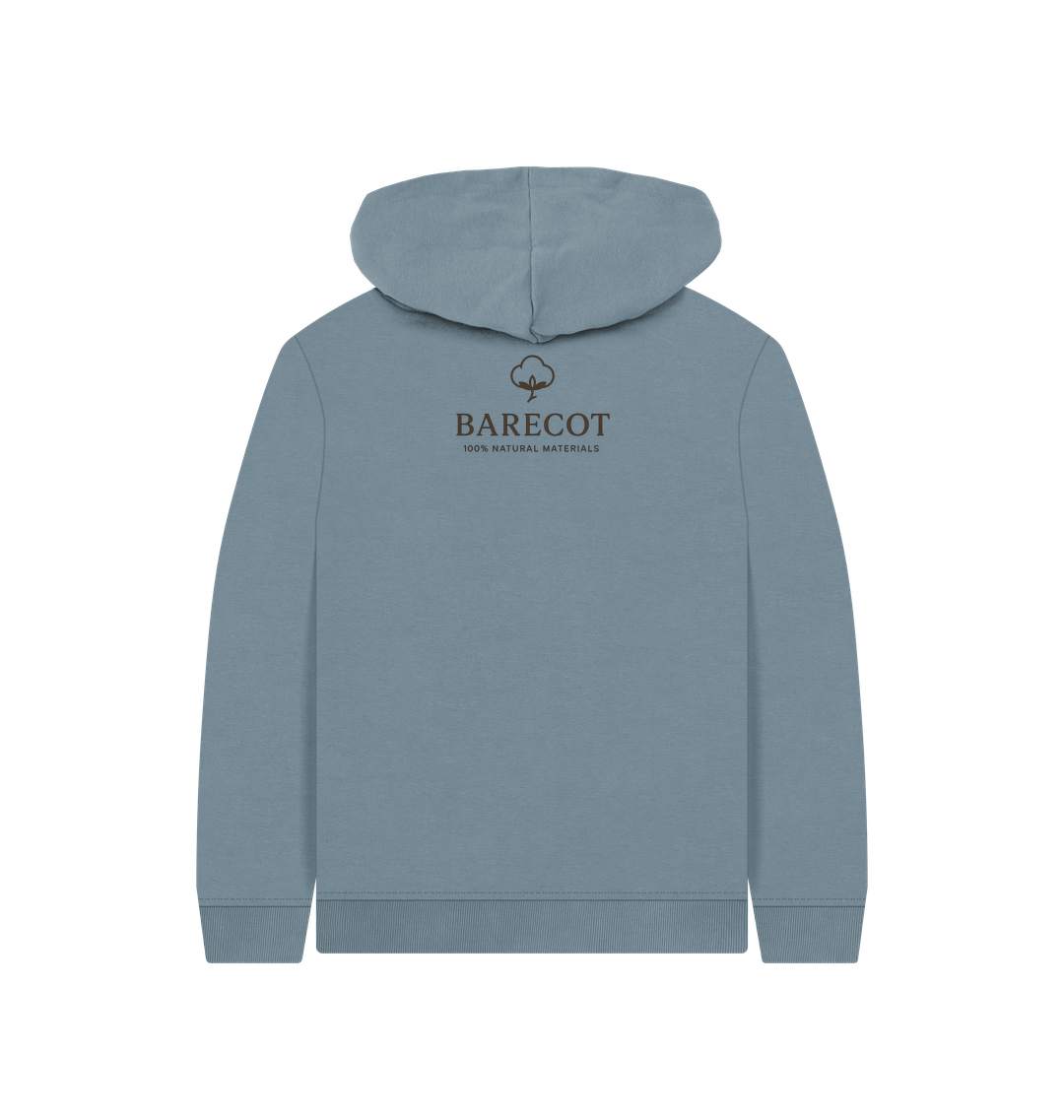 Stone Blue Printed Kids Hoodie Back