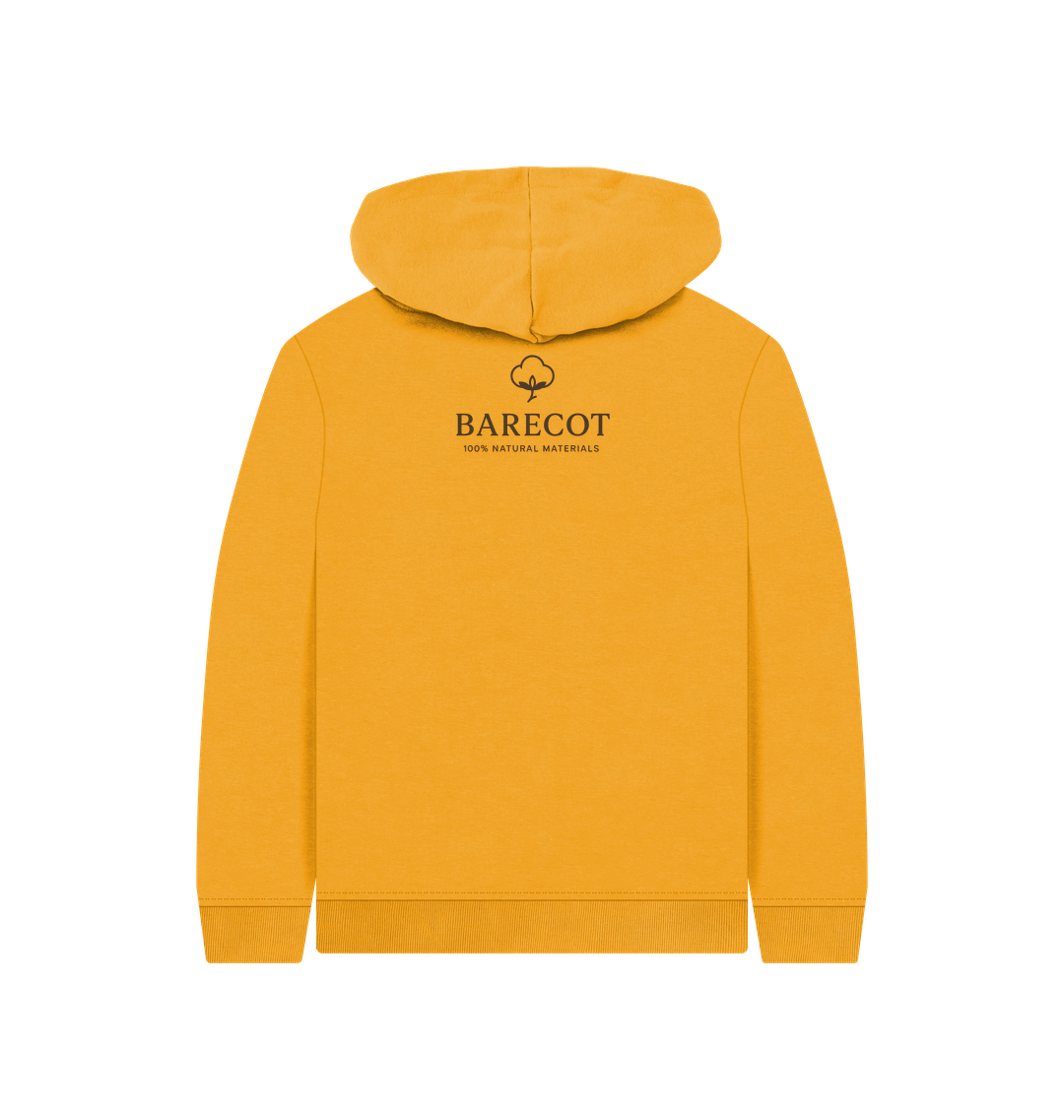 Mustard Printed Kids Hoodie Back
