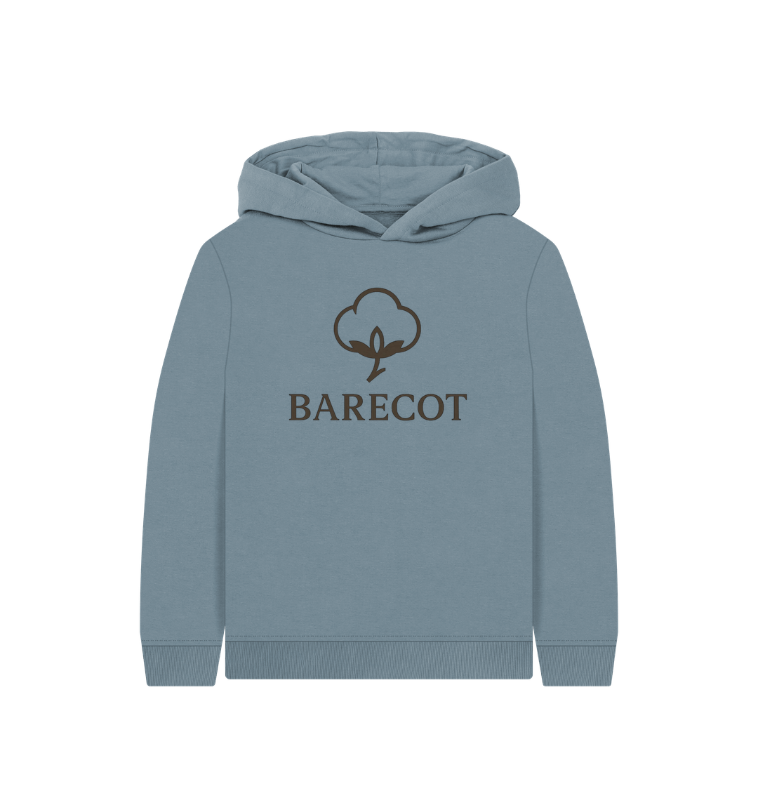 Stone Blue Printed Kids Hoodie Front