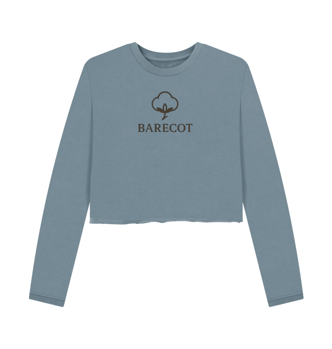 Stone Blue Printed Boxy Jumpers Front