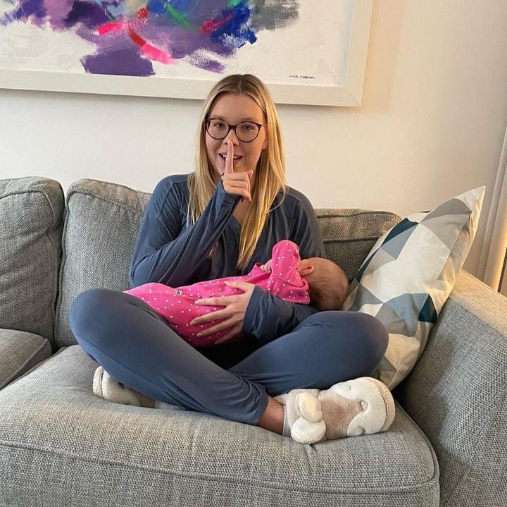 Blue Luxurious Cotton Breastfeeding Loungewear