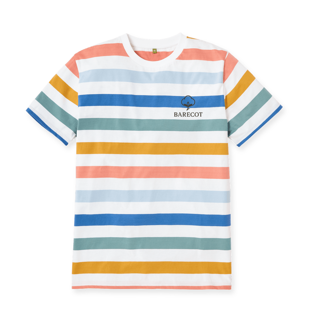 Multicolour Stripes Printed Premium T-Shirt Front
