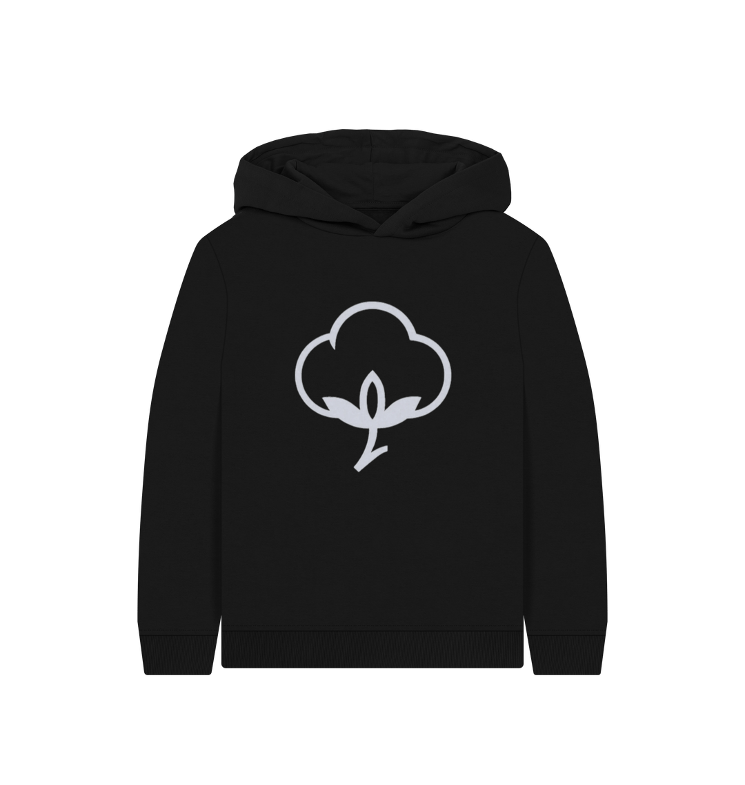 Black Printed Kids Hoodie Front