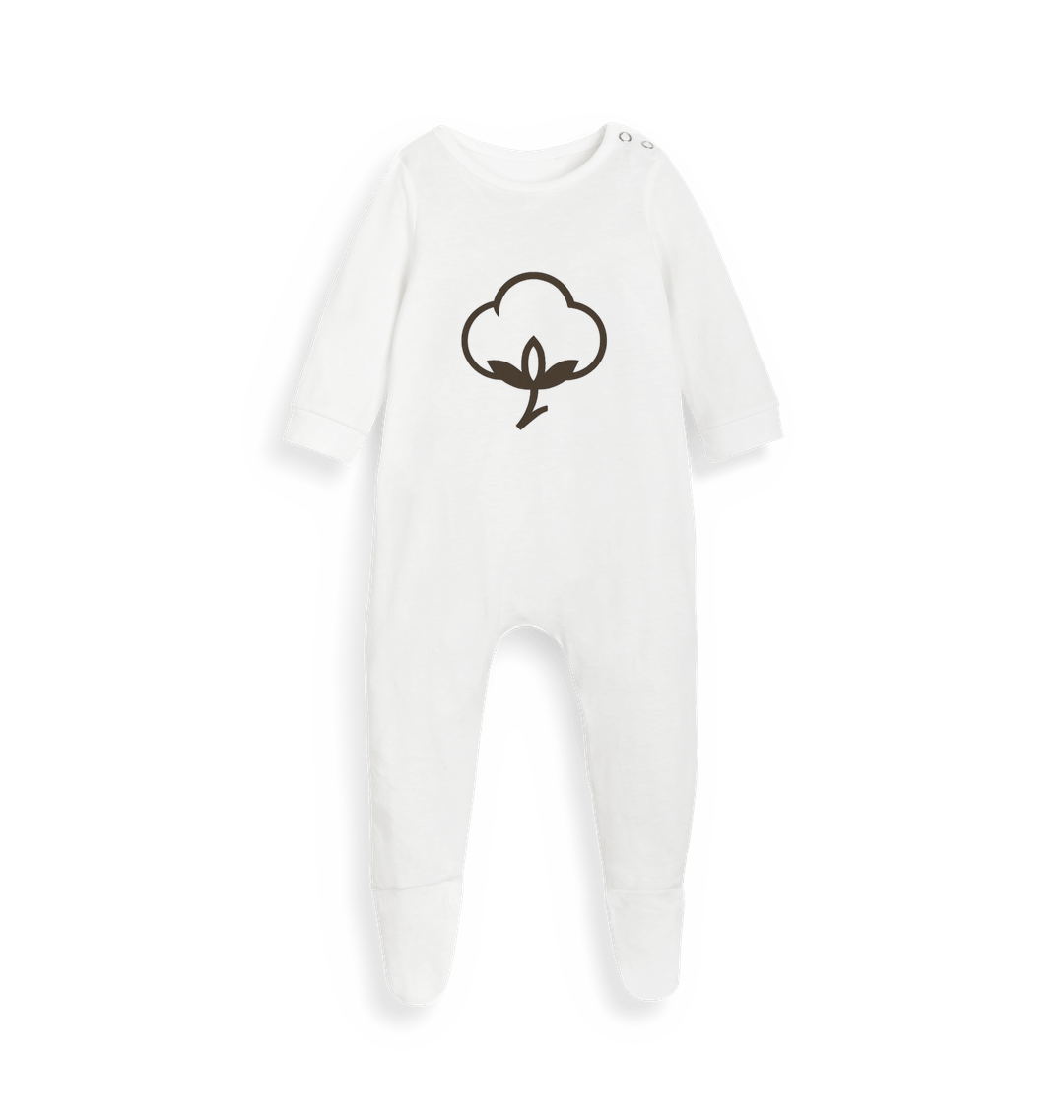 White Printed baby grow Front