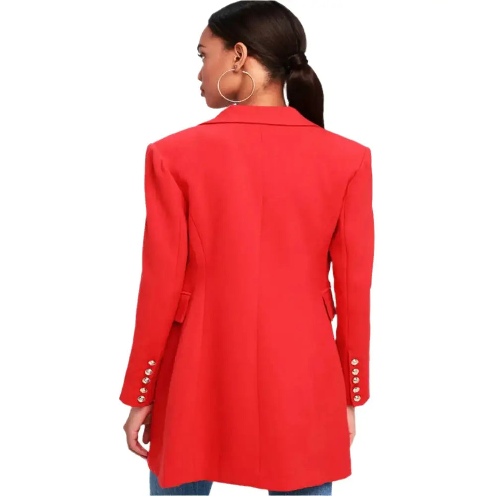 Women's Cherry Red Wool Long Coat-1